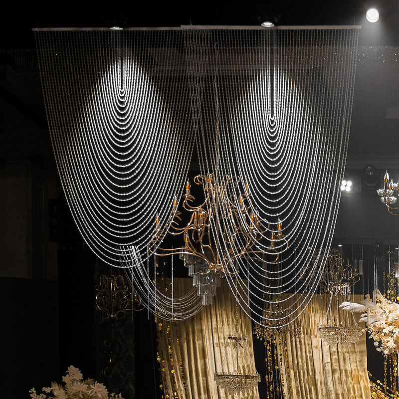 Crystal Wedding Decoration Acrylic Bead Curtain Ceiling Flowing Clouds and Water Korean Wedding Hall Multi-Layer Ceiling Arc-Shaped Hanging Ornaments