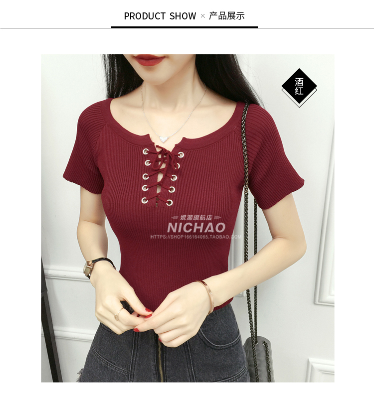 Áo sơ mi nữ cổ lọ một tay ngắn mùa hè phiên bản mới của Hàn Quốc bằng lụa tơ tằm màu đơn sắc Áo thun đa năng dệt kim áo thun có cổ