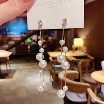 Han-style pearl streaming Su Long Eardrops Woman Temperament Superior Atmospheric Earrings 100 Hitch Earrings 2022 New Pop