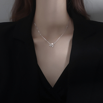 South Korea 925 pure silver pearl leaves necklace woman design small crowdsourced refined collarbone chain 2022 new not to fall color