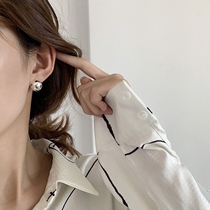 Exquisite High Ported Ball Spherical Earrings Woman 100 lapped minimalist South Koreas lukewarm wind earrings 2022 Summer new wave
