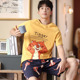 Bộ đồ ngủ Mens Summer mỏng ngắn tay áo bông Junior High School Student cartoon Teen trai Summer Home Suit.