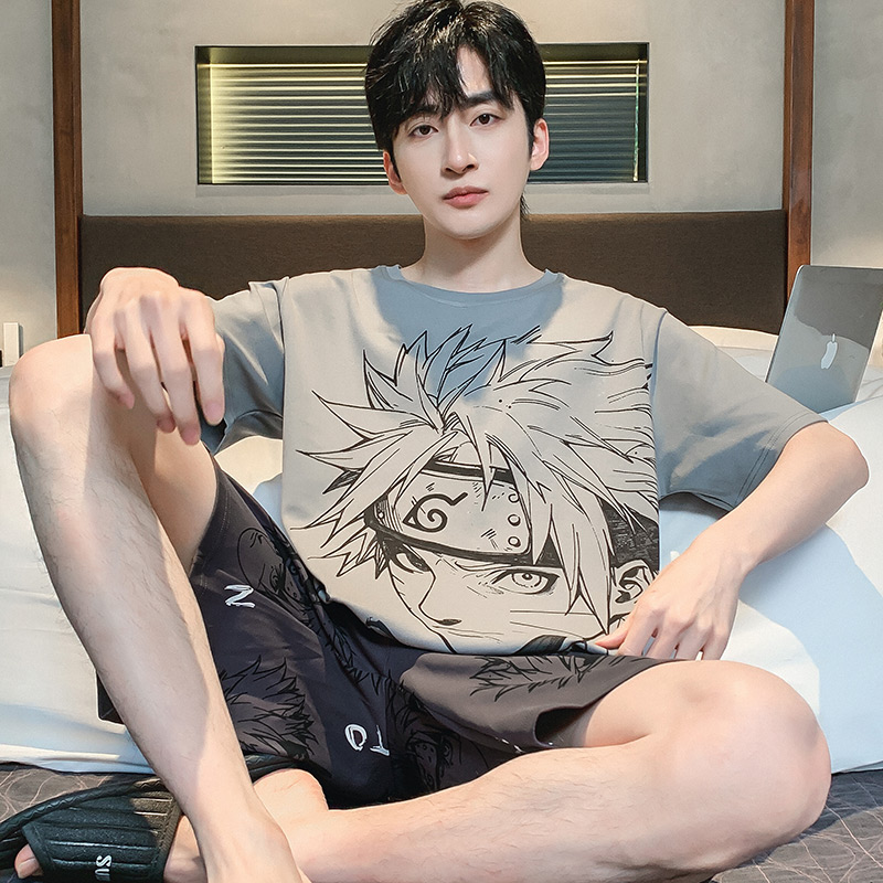 パジャマ メンズ 夏 コットン 半袖 薄手 大きいサイズ 男の子 漫画 ティーンエイジャー ビッグキッズ 学生 家着セット