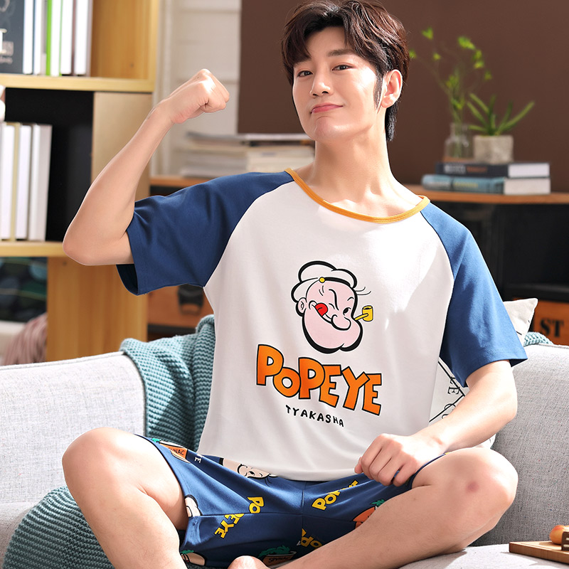 Bộ đồ ngủ mens quần short cotton mùa hè ở các bé trai lớn học sinh trung học cơ sở mỏng tuổi teen boy nhà phù hợp.