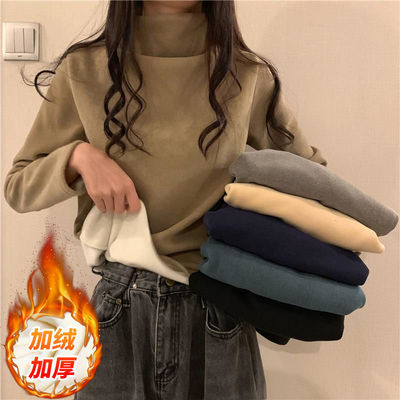 taobao agent Demi-season warm woolen long-sleeve, bottom shirt, T-shirt, jacket, bra top, Korean style, high collar, long sleeve