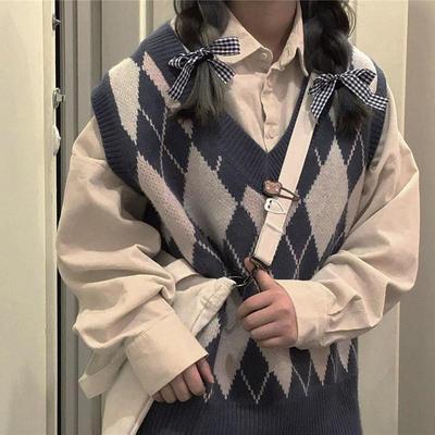 taobao agent Demi-season knitted sweater, universal vest, set