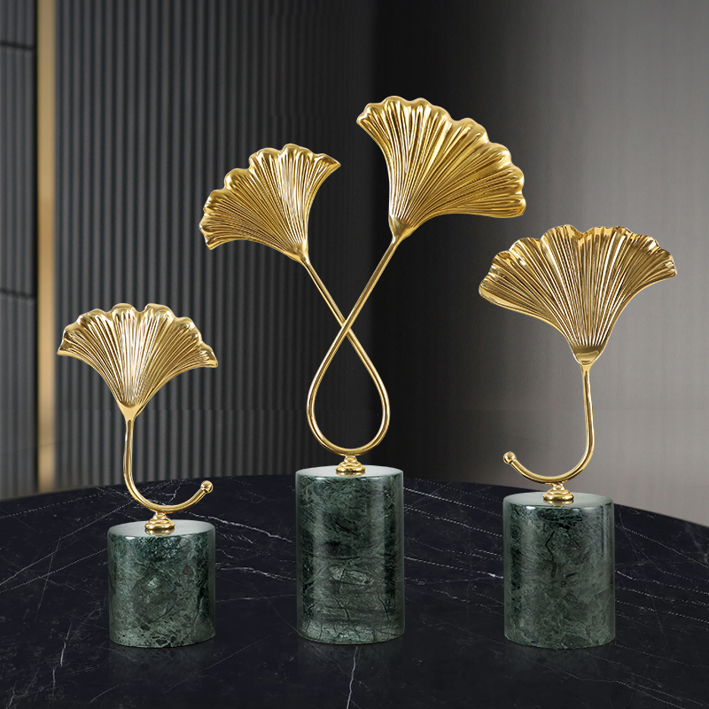 Light extravagant pure copper Ginkgo Leaf Living-room Pendulum minimalist modern prototype High-end Home Soft Adornment Home Gift