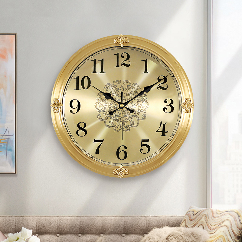 Pure Copper Light Lavish Living Room Hung Clock European Style Luxury Home Fashion Atmosphere Hanging Watch Nordic Hanging Wall Silent American Watches