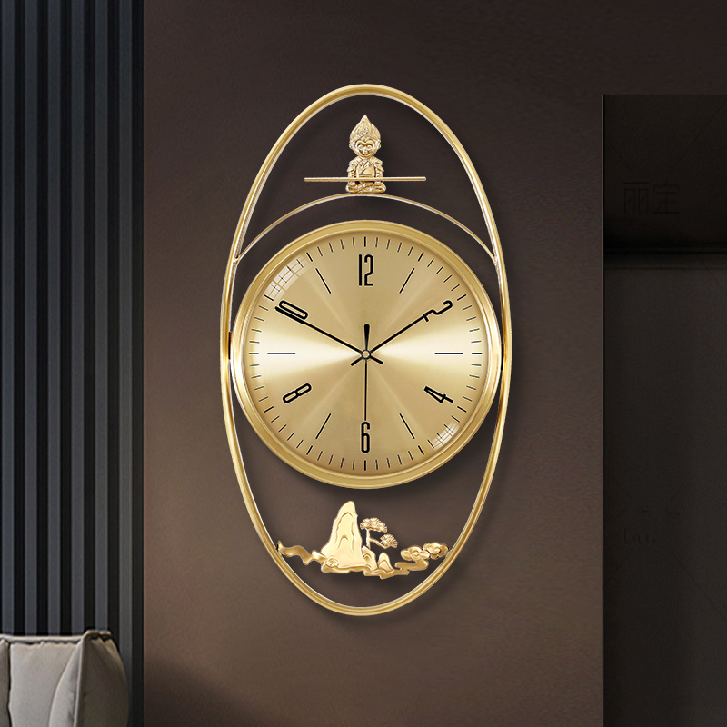 Modern light extravagant hanging clock living room pure copper home fashion hanging wall clock table Sun Wukhang creative decorative personality hanging table