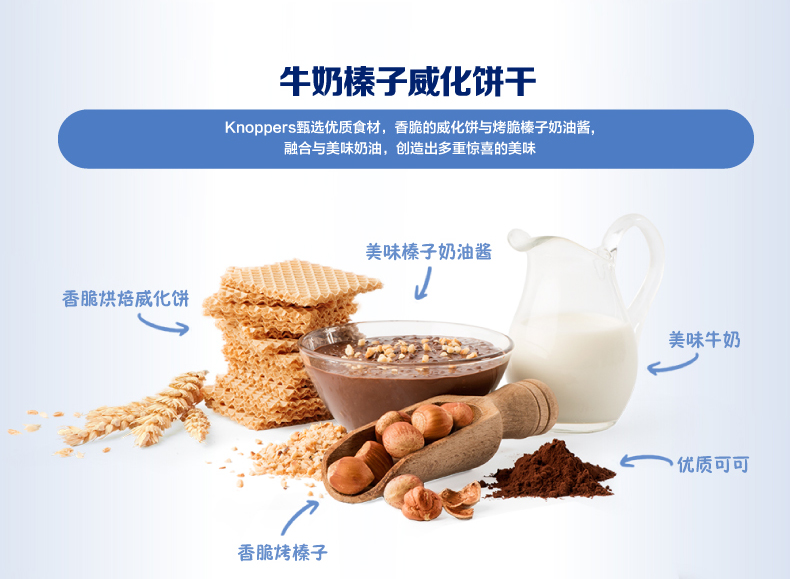德国进口 Knoppers 牛奶榛子巧克力威化饼 24块 600g 图2