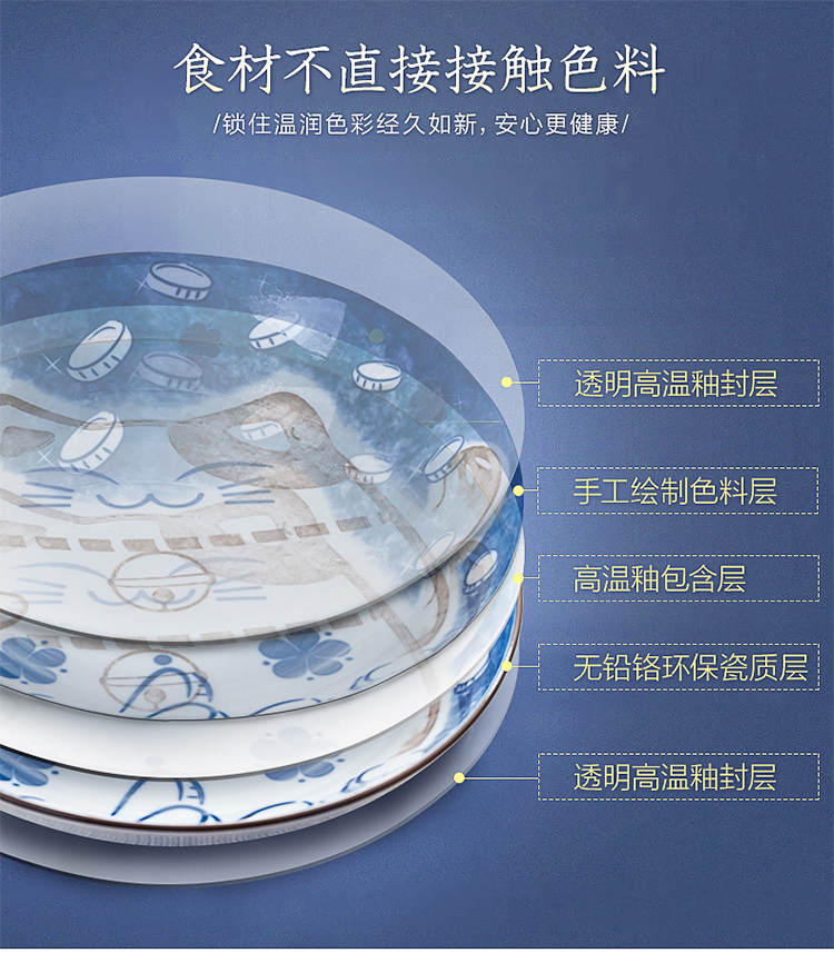 Use of household new lovely ya cheng DE plutus cat creative cartoon ceramic tableware to eat dish dish four suits for