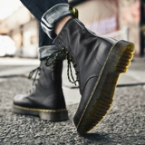 Martens, ботинки в английском стиле, высокие туфли для черной кожи, сапоги, из натуральной кожи, осенние, в британском стиле