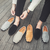 2021 new spring mens shoes Korean version of the trend casual soft-soled Doudou shoes mens lazy pedal leather tide shoes