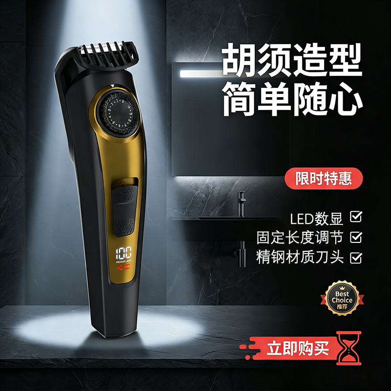 Men's Shaver Led Beard Styler for Trimming Sideburns and Sideburns, Shaping and Fixing the Length of the Beard