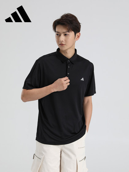 adidas阿迪达斯短袖polo衫男士商务休闲上衣 透气翻领运动速干T恤