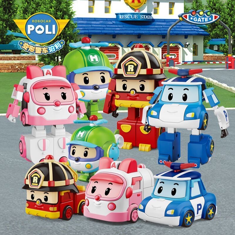 Authentic Transforming Police Car Sheriff Poley Toy Large Transforming Robot Ambaloy Haili Rescue Team Toy