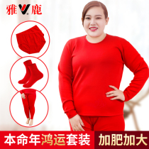 women's large size red long johns plus size long johns fat MM tiger year zodiac year thermal underwear suit