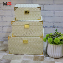 Yage storage box Beige rice grain leather model room cloakroom decoration ornaments Home finishing storage box