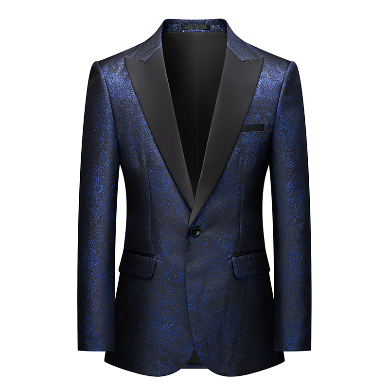 Fashionable Banquet Host Emcee Shiny Silk Dress All-Season Men's Glitter Suit Jacket Korean Style Slim Fit Clothing
