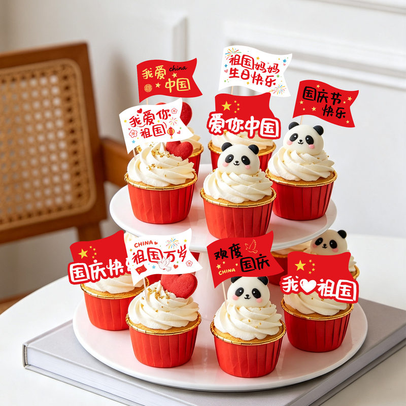 National Day Holiday Cake Decoration Inserts, Red Flags for Celebrating National Day, Cupcake Decoration Baking Inserts National Day Holiday Cake Decoration Inserts, Red Flags for Celebrating National Day, Cupcake Decoration Baking Inserts