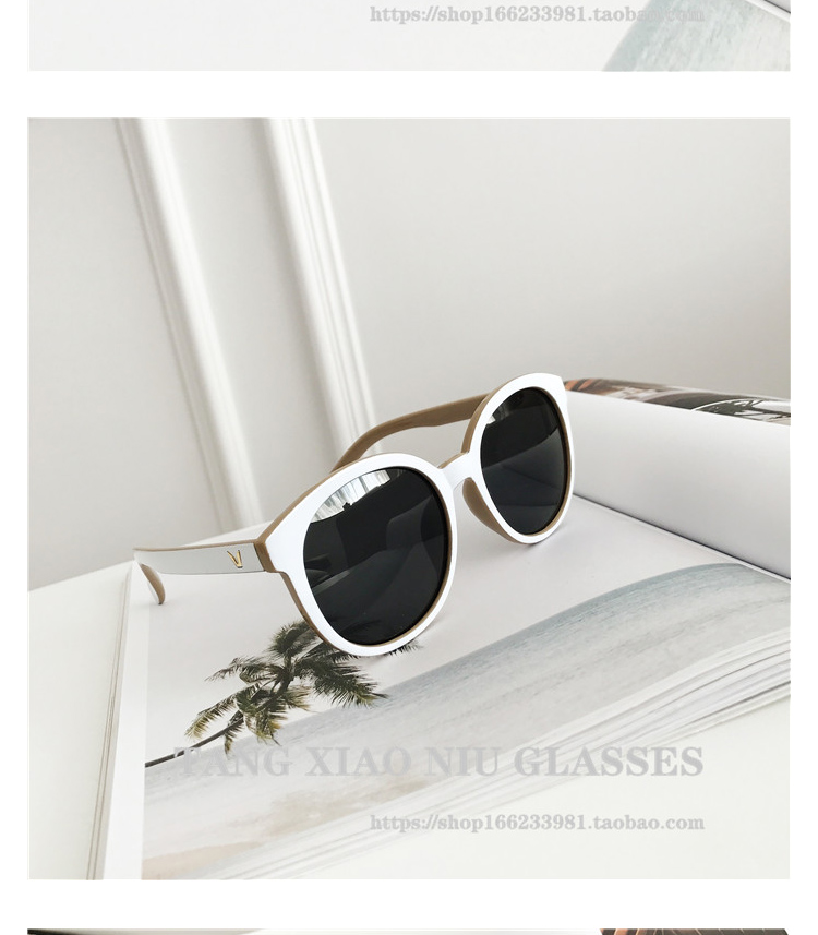 Kính râm nữ Hàn Quốc 2017 Thiên niên kỷ 同 I với Roman Holiday Polarized White Sunglasses Khung tròn lớn gọng kính
