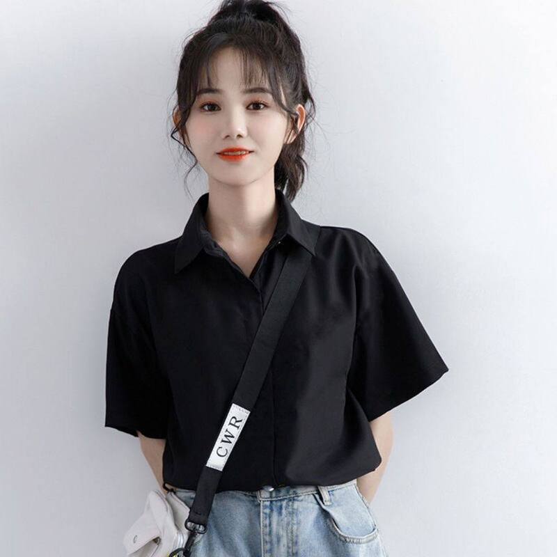 Black Short-Sleeved Shirt for Women, Summer Professional Design, Niche Half-Sleeve Wrinkle-Resistant, No-Iron Shirt Top 2024 Black Short-Sleeved Shirt for Women, Summer Professional Design, Niche Half-Sleeve Wrinkle-Resistant, No-Iron Shirt Top 2024