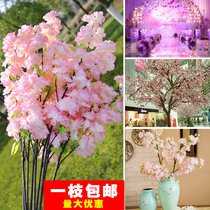 Artificial Cherry Branch Wedding Decoration Ceiling Flower Indoor Living Room Floor Pear Blossom Peach Tree Plastic Fake Flower Cane