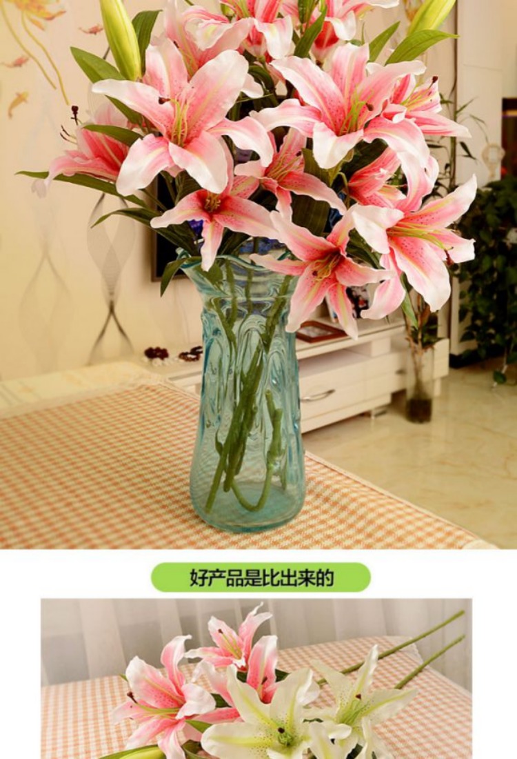 Hoa giả trưng bày nước hoa lily hoa bó hoa phòng khách trang trí hoa cắm hoa Juan hoa PU hoa lily khô - Hoa nhân tạo / Cây / Trái cây các loại lan giả hạc