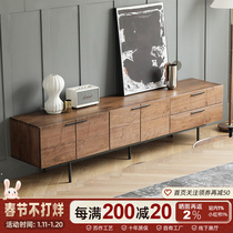 North American black walnut TV cabinet Nordic solid wood TV cabinet living room floor-to-ceiling TV cabinet all solid wood