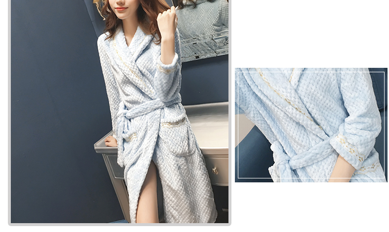 Áo choàng flannel dứa áo choàng tắm gợi cảm dày lên dài mới mùa đông cô gái dễ thương áo ngủ đồ ngủ đôi