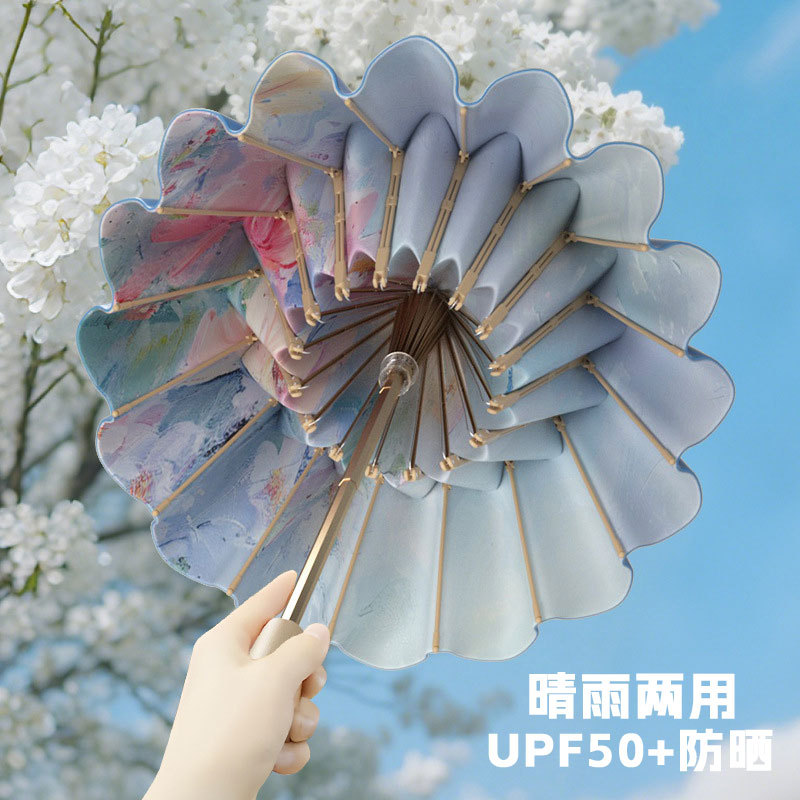 Rain or Shine Umbrella, Sun Protection Umbrella for Women, Anti-Uv Sunshade Umbrella, Chinese Style, Compact, Portable Folding Umbrella