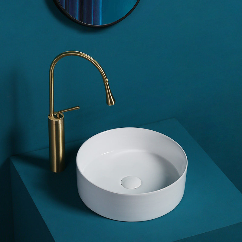 Nordic ceramic table basin bathroom round washbasin home balcony basin hotel size wash basin