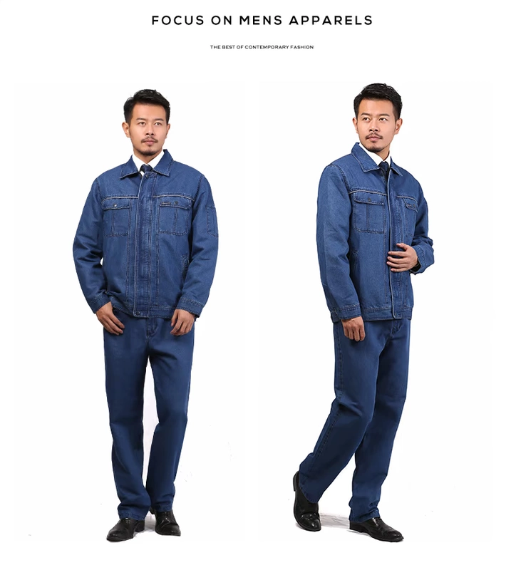 Đôi mùa xuân, mùa thu và mùa đông, lưới điện quốc gia, quần yếm denim, hàn điện nam, chống bỏng, chống cháy, quần áo bảo hộ chống mài mòn