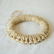 Japanese hand-woven rustic pot mat Teapot mat with lanyard ins professional hollow placemat photo props