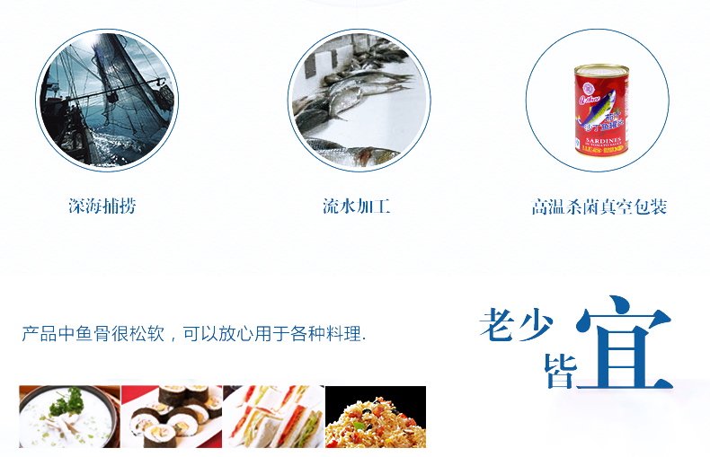 福建著名品牌 Q3 茄汁沙丁鱼罐头 425g*5罐 图6