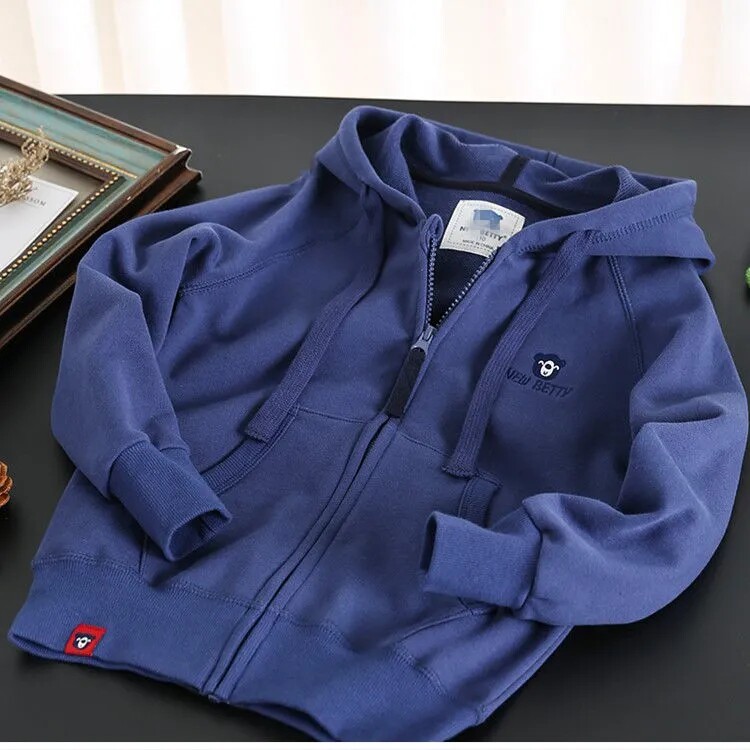 Boy necropolis 2021 Autumn in children Spring Festival boy Spring and autumn Lions hat cardio-blue sport men's pure cotton round neckline