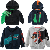 Boys sweatshirt 2021 fall Childrens Spring Festival Boy Spring and Autumn Lianhood Shirt Dinosaur Pattern Pure Cotton-in-cotton