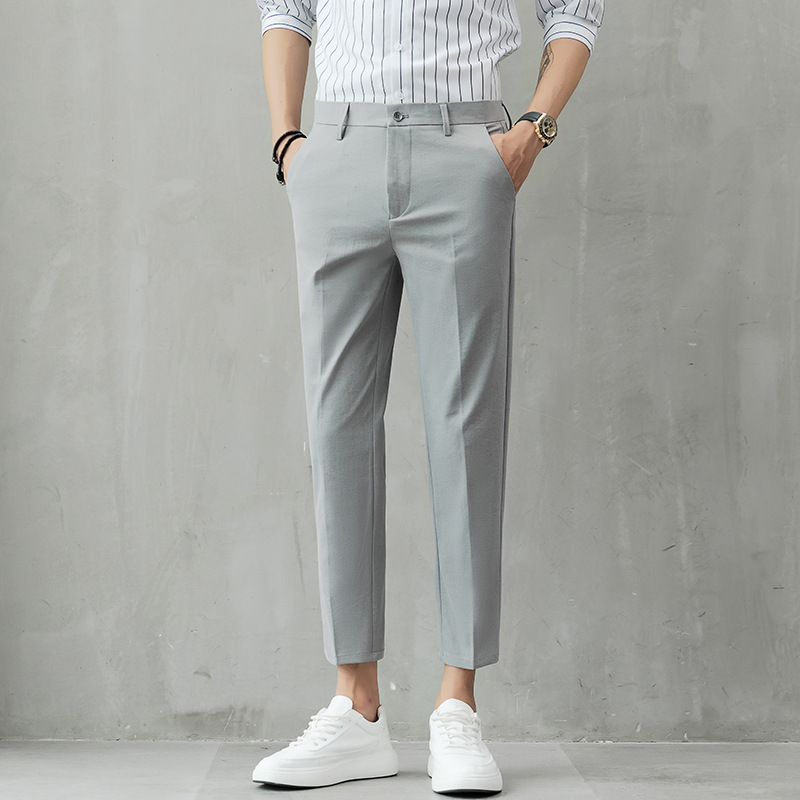 Pants male Korean version Trend Summer slim fit 90% Little Western pants for men slim fit small leggings casual suit long pants