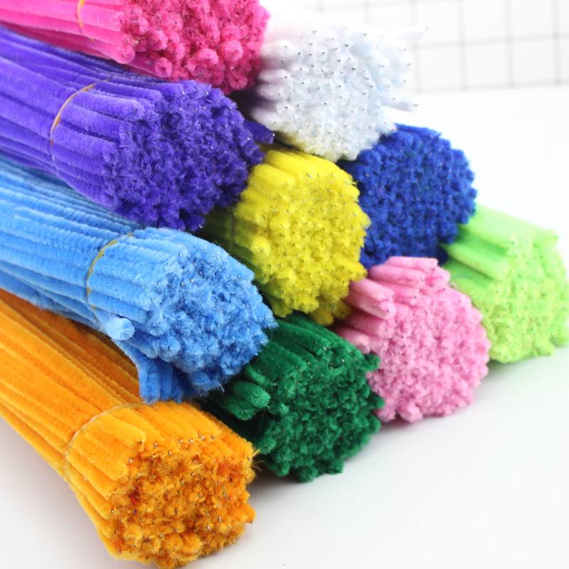 Children Diy Handmade Material 100 Twisted Twist Stick Toy Kindergarten Baby Hairy Root Twisted Stick Color Hairbrush Strip