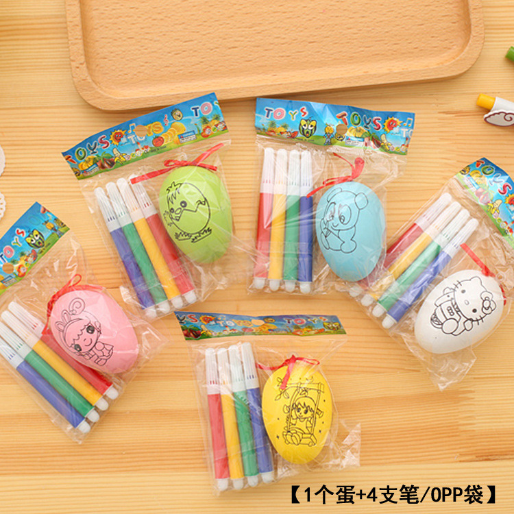 Egg diy Children's hand painted white billet creative cartoon graffiti Dragon Boat Festival Easter handmade simulation egg