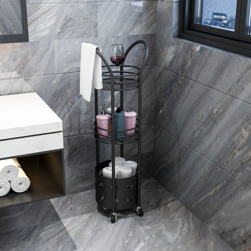 Powder room crevice shelf Bathroom Washing machine toilet Toilet storage artifact Layered floor-to-ceiling mobile cart