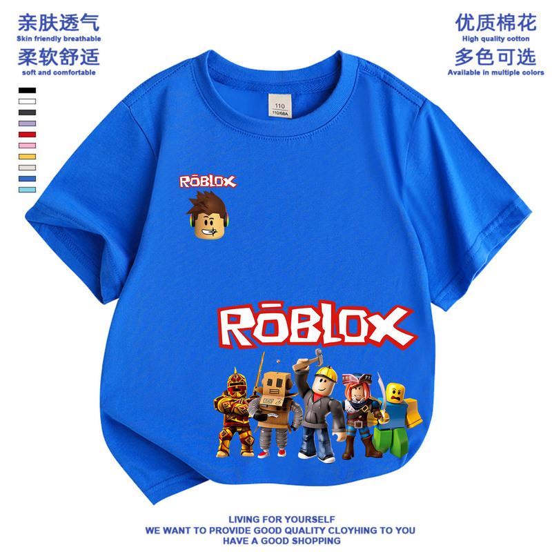 Roblox Short-Sleeved T-Shirt Boys' Clothing Summer Pure Cotton Top Kids' Roblox Apparel Boys' Half-Sleeve Shirt t Roblox Short-Sleeved T-Shirt Boys' Clothing Summer Pure Cotton Top Kids' Roblox Apparel Boys' Half-Sleeve Shirt t