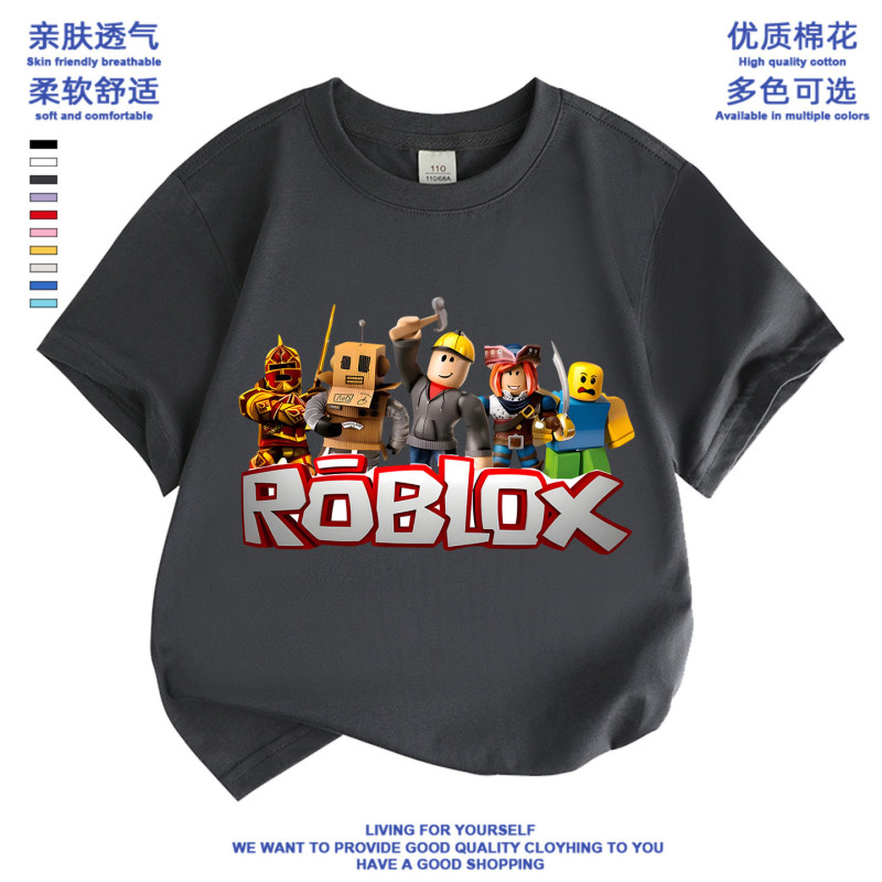 Roblox Boys' Clothes Pure Cotton Short-Sleeved T-Shirt Kidsren's Roblox Virtual World Competitor Clothing Summer Wear t Roblox Boys' Clothes Pure Cotton Short-Sleeved T-Shirt Kidsren's Roblox Virtual World Competitor Clothing Summer Wear t