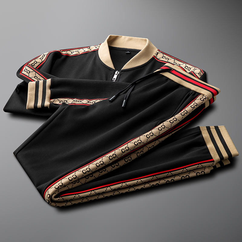 Light Extravagant Quality Autumn Winter Baseball Collar Black Casual Sports Suit Men's Coat For Body Fashion Two Clothing Tide-Taobao