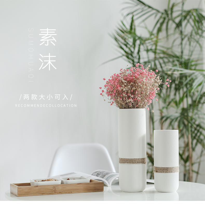 Nan sheng I and contracted Europe type hemp rope ceramic vase simulation flower, dried flower flower flower arranging household act the role ofing is tasted furnishing articles