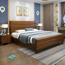 1 5-meter solid wood bed Double bed Master bedroom 1 8-meter modern simple single bed Economy high box drawer bed