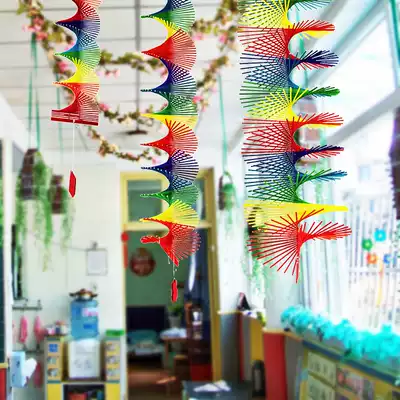 Kindergarten decoration charm Bamboo wind turn rotating pendant Wind chimes Corridor classroom decoration children's room materials