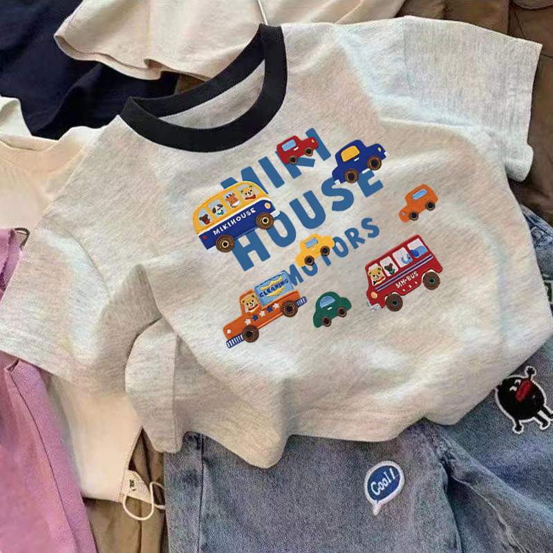 Baby T-Shirt Short-Sleeved Pure Cotton 2026 New Summer Kidsren's Popular Car-Themed Boys and Girls Stylish Summer Tops