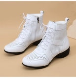 Демисезонные туфли, флисовые танцующие короткие сапоги, ботинки, мягкая подошва, из натуральной кожи