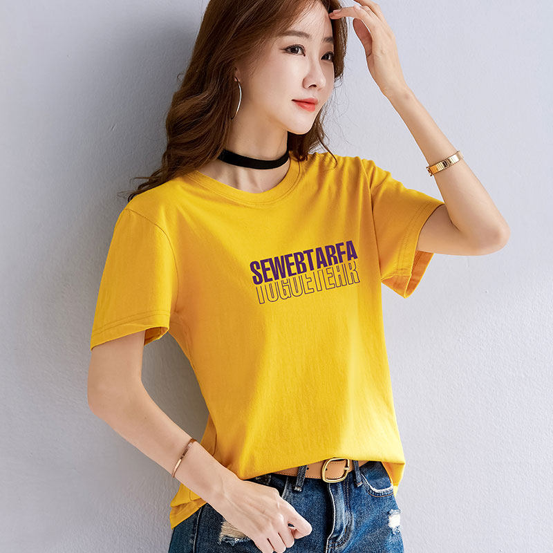 Mom summer dress pure cotton round neck short-sleeved T-shirt ladies loose summer 2022 new shoulder thin top